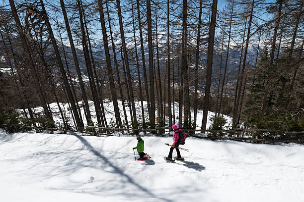 istock Mother and Son Snowshoeing 450481175