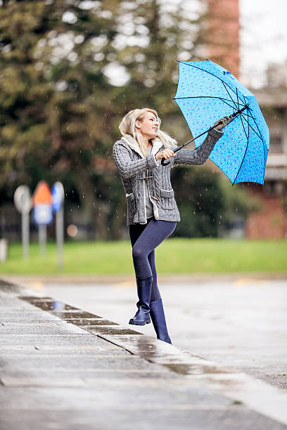 istock Windy and rainy day in the city 450481183