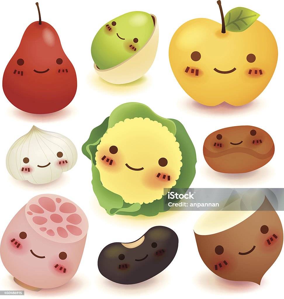 Collection de fruits et légumes fichier EPS10-Illustration - clipart vectoriel de Ail - Légume à bulbe libre de droits