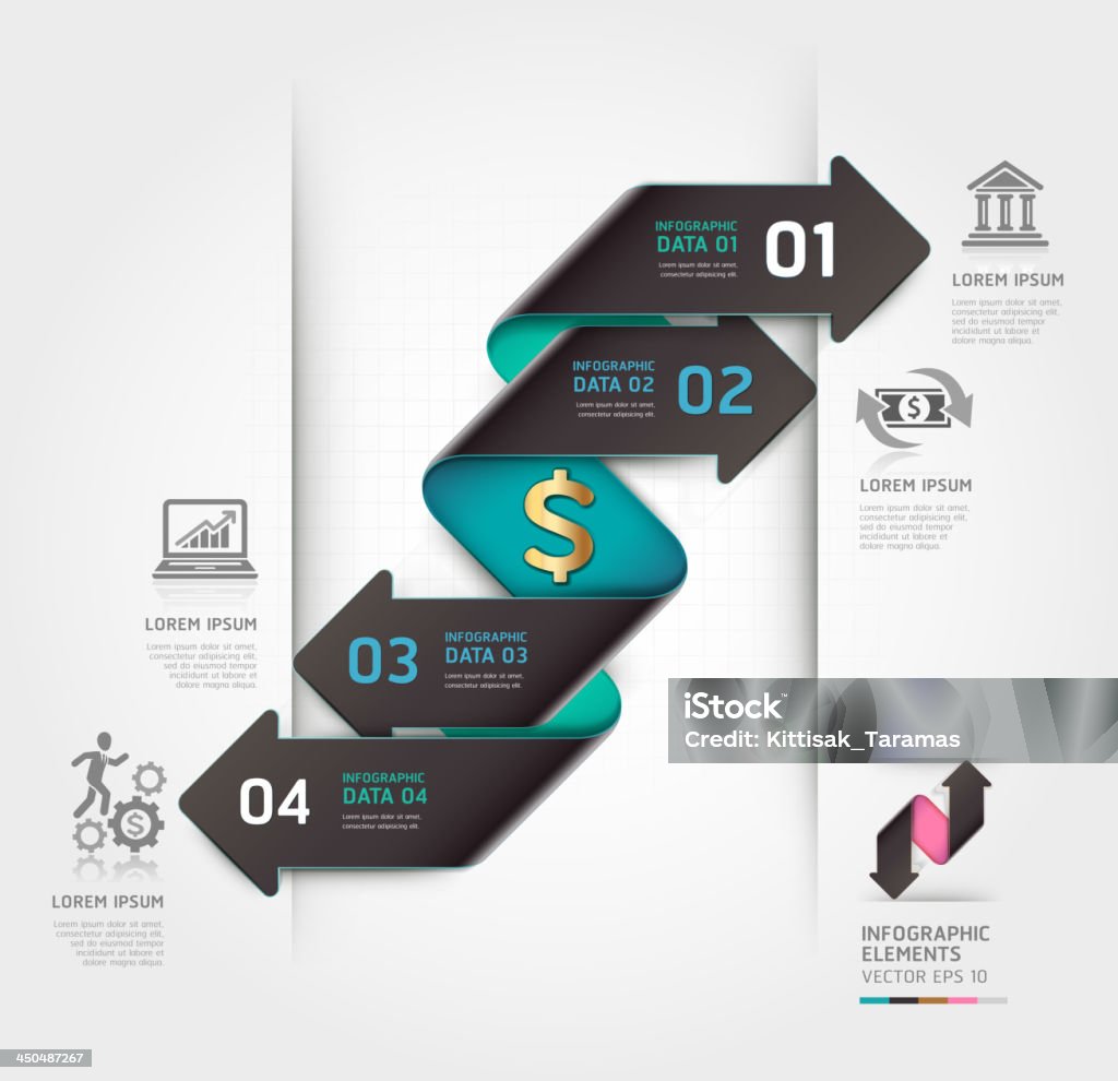 Modèle infographie abstraites arrow financier. - clipart vectoriel de Abstrait libre de droits