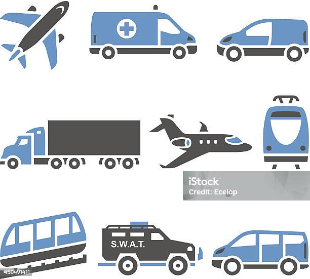 Ilustración de De Transporte Iconosconjunto De Séptimo y más Vectores Libres de Derechos de Accidentes y desastres - Accidentes y desastres, Aeropuerto, Ambulancia