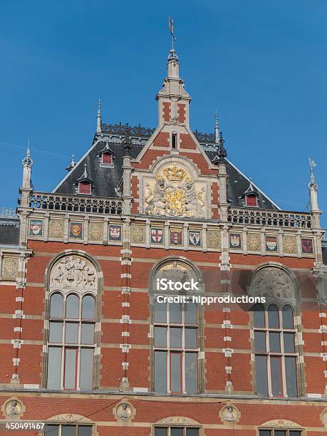 Exterior Of Main Train Station In Amsterdam Stock Photo - Download Image Now - Amsterdam, Architecture, Brick