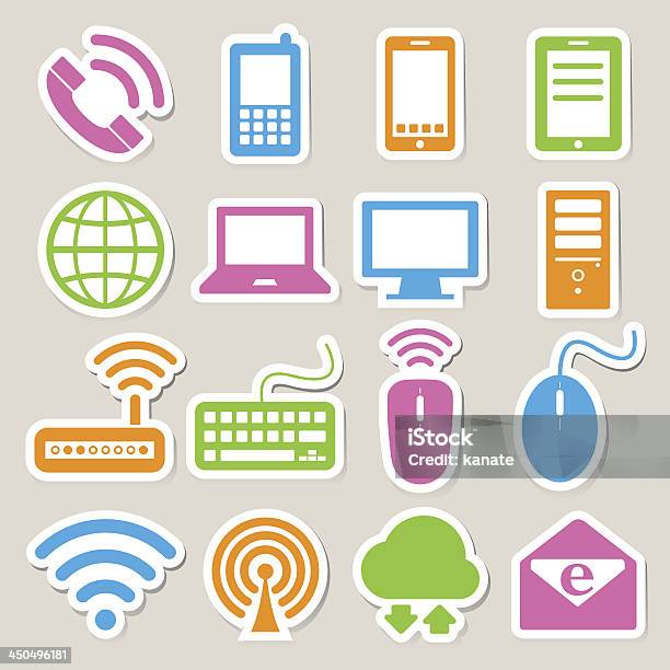 Mobile Devices Computer And Network Connections Icons Set Stock Illustration - Download Image Now