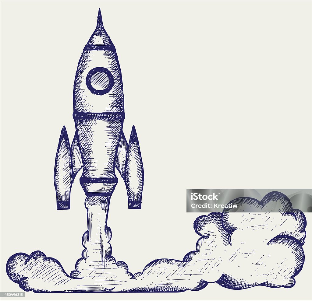 Graffifi Rocketship Retro Rocket Stock Illustration - Download Image Now - Drawing ...