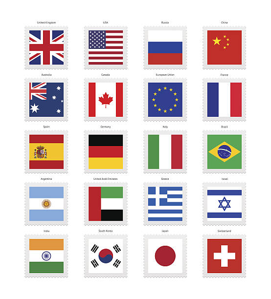 popular flags collection - argentina australia stock illustrations