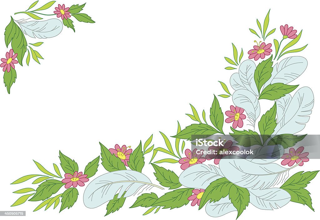 Feuilles, fleurs et de plumes. - clipart vectoriel de Abstrait libre de droits