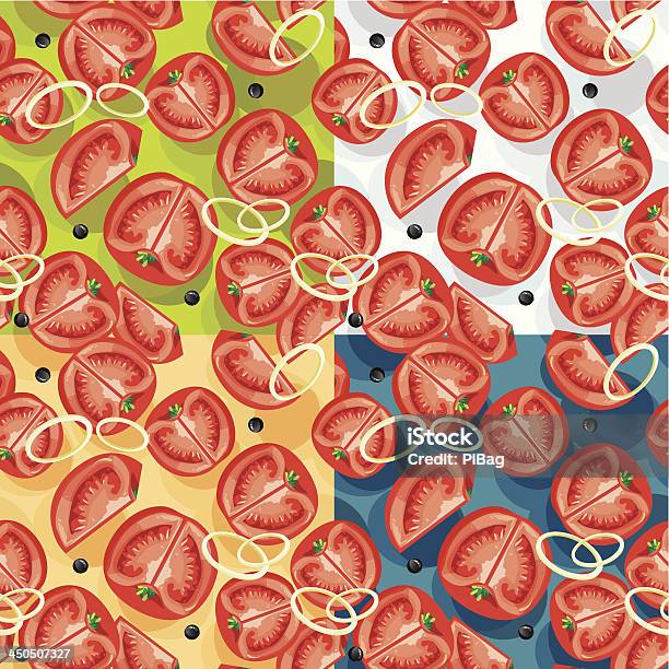 Vetores de Conjunto De Textura Sem Costura Com Tomates e mais imagens de Abstrato - Abstrato, Azeitona, Botânica - Assunto