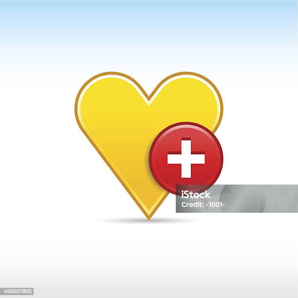 Yellow Heart Sign Plus Icon Circle Web Internet Button Stock Illustration - Download Image Now