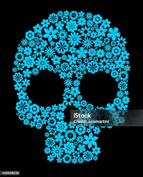 Human Skull With Flower Elements Stock Illustration - Download Image Now - Horror, Shock, Spooky