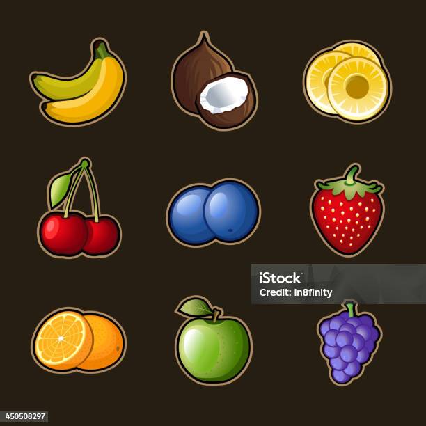 후르트 아이콘 설정 0명에 대한 스톡 벡터 아트 및 기타 이미지 - 0명, 감귤류 과일, 과일