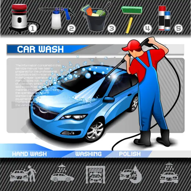 Vector illustration of Car Wash vector set