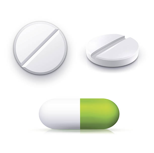 illustrazioni stock, clip art, cartoni animati e icone di tendenza di le pillole - painkiller pill capsule birth control pill