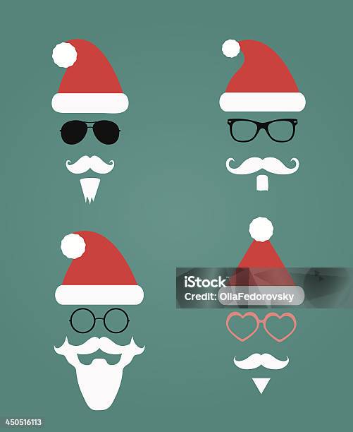 Ilustración de Santa Klaus Moda Hipster Estilo De Silhouette y más Vectores Libres de Derechos de Papá Noel - Papá Noel, Sombrero, Ícono