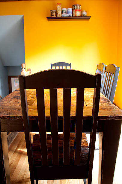 istock Handmade rustic farm dining set made from reclaimed wood 450519011