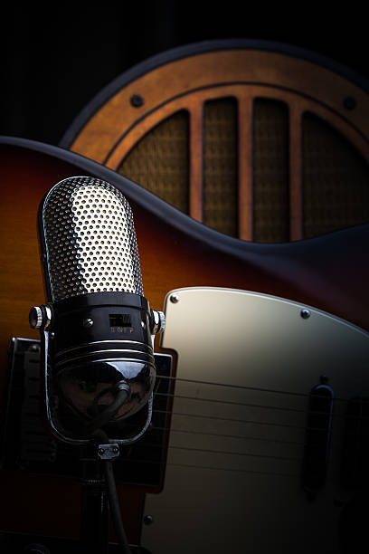 istock Classic Microphone, Electric Guitar, and Radio 450519815