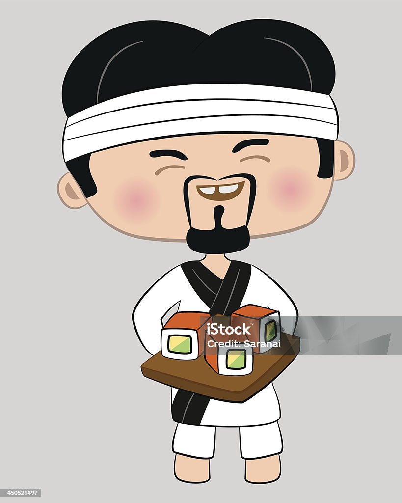 Cook com tabuleiro de sushi - Royalty-free Banda desenhada - Produto Artístico arte vetorial