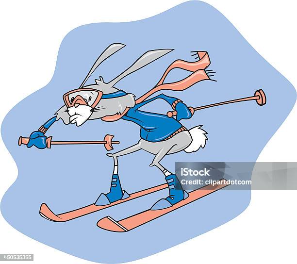 Lapin Sur La Colline De Ski Vecteurs libres de droits et plus d'images vectorielles de Descente - Descente, Hiver, Illustration