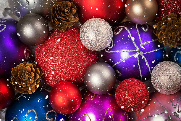 istock Christmas background with the balls and snowflakes 450537425