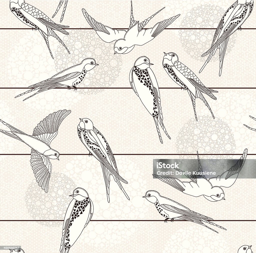 Abstrait motif sans couture. Oiseaux sur des fils. - clipart vectoriel de Abstrait libre de droits