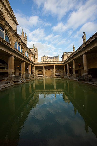 Roman Baths and Reflection Roman Baths under the blue sky and its reflection roman baths stock pictures, royalty-free photos & images