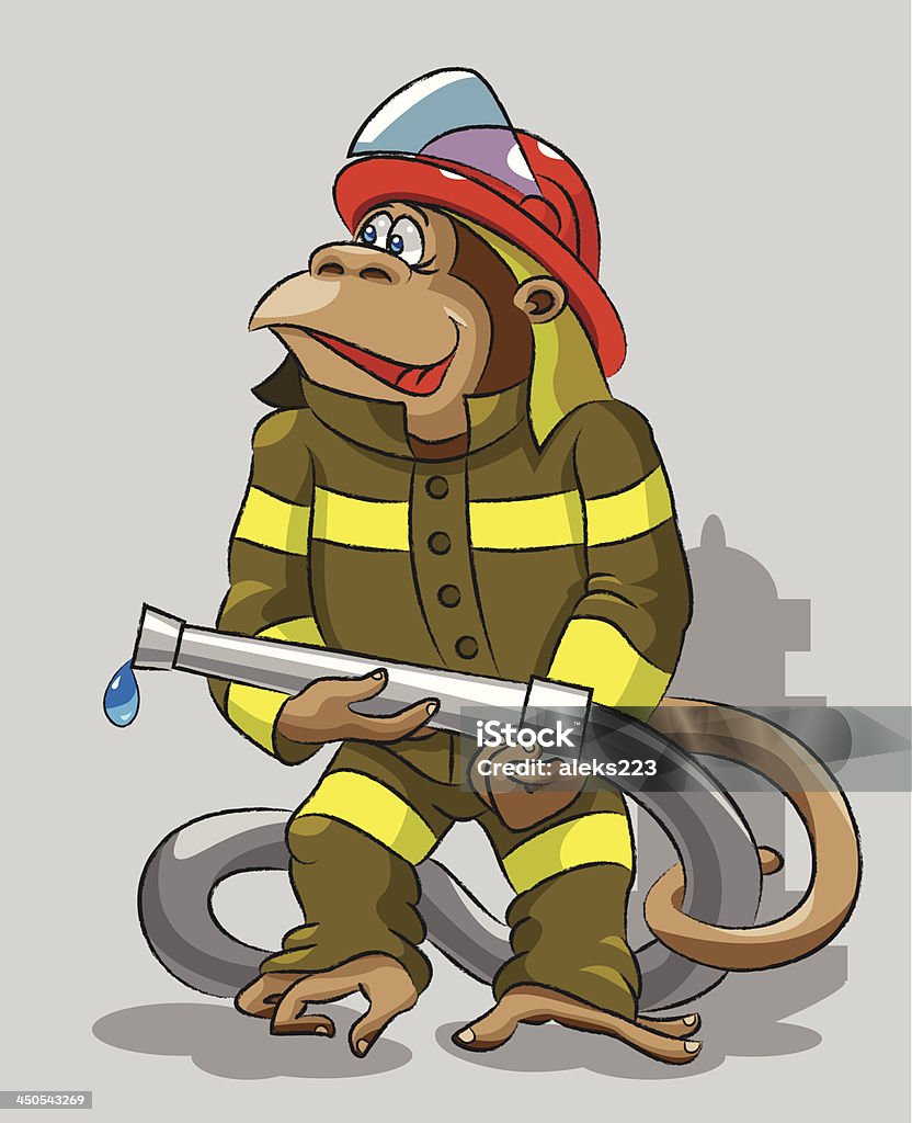 Scimmia-stile pompiere - arte vettoriale royalty-free di Cappello da pompiere