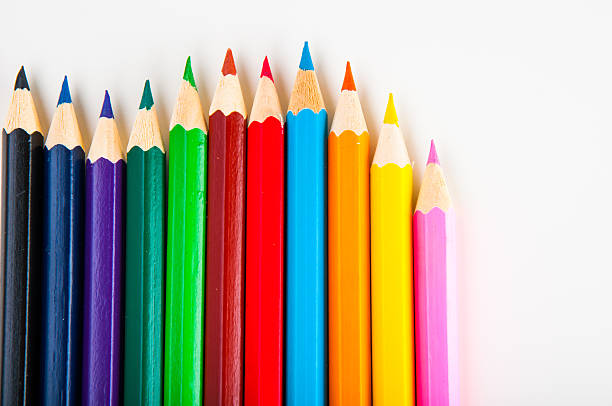 istock Wooden color pencils on white background 450544685
