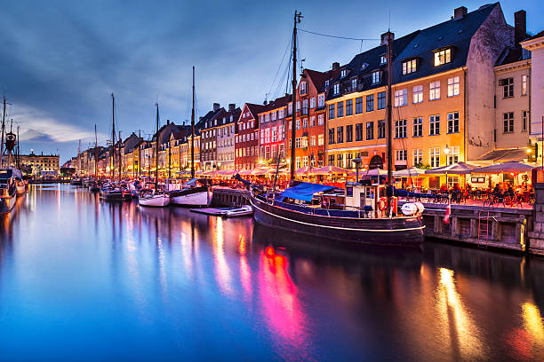 Copenhagen Denmark Nyhavn Canal in Copenhagen, Demark. nyhavn stock pictures, royalty-free photos & images