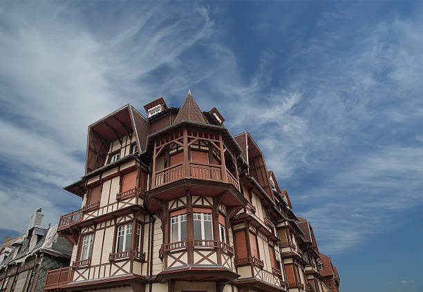 istock Stylized half-timbered house. Etretat, France 450545641