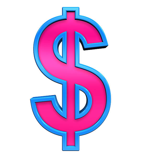 istock Dollar sign from pink with blue frame alphabet set 450547981