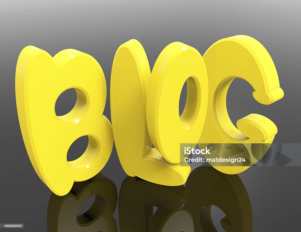 Yellow Blog 3d letter Alphabet Stock Photo