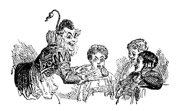 istock 19th century engraving of a clown tricking boys 450558227