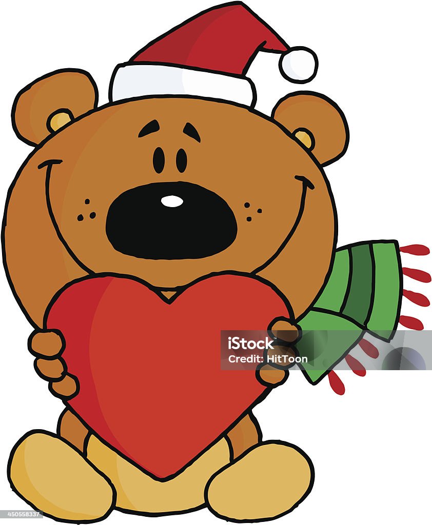 Natal Urso de Pelúcia segurando um coração - Royalty-free Alegria arte vetorial