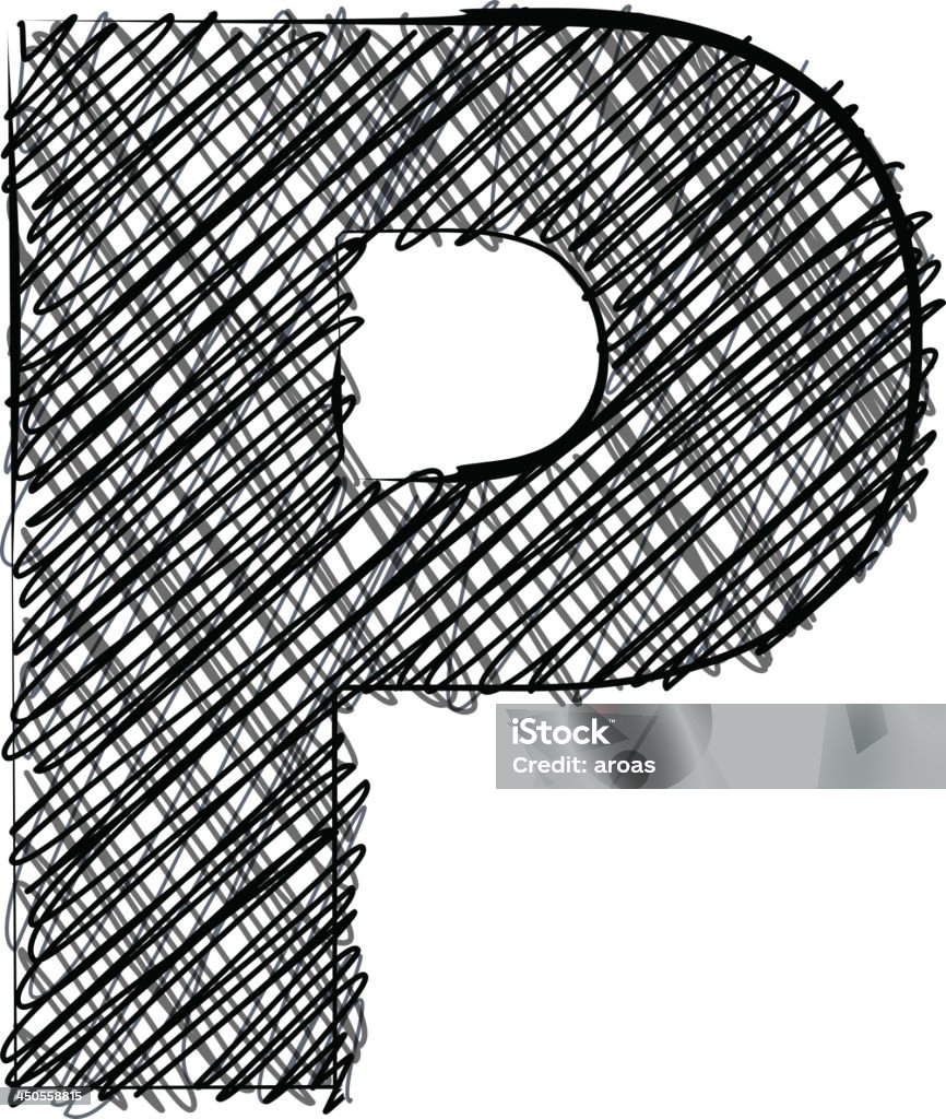 Почерк Буква P - Векторная графика Алфавит роялти-фри
