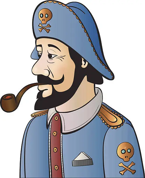 Vector illustration of Pirate Captain with Beard and Pipe