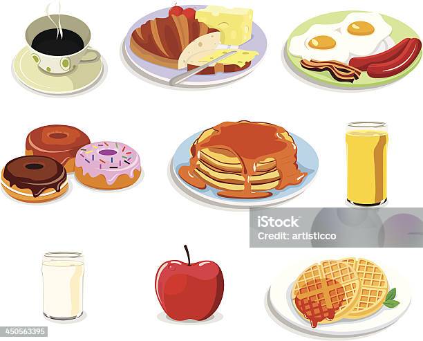 Frühstück Essen Icons Stock Vektor Art und mehr Bilder von Wurst - Wurst, Eierkuchen-Speise, Waffel - Kuchen und Süßwaren