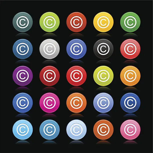 Vector illustration of Copyright sign circle icon web internet button