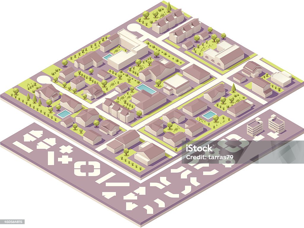 Isométricos de la creación de pequeñas Mapa de la ciudad - arte vectorial de Proyección isométrica libre de derechos