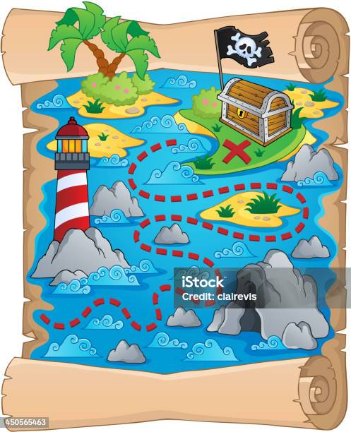 Treasure Map Theme Image 5 Stock Illustration - Download Image Now - Adventure, Cartoon, Danger