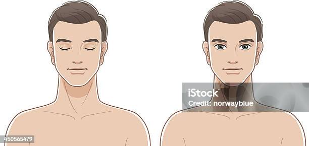 Front Portraits Of Young Man Stock Illustration - Download Image Now - Men, Only Men, Eyes Closed