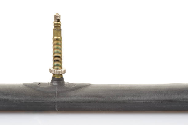 Inner tube with presta valve isolated on white, clipping path included
