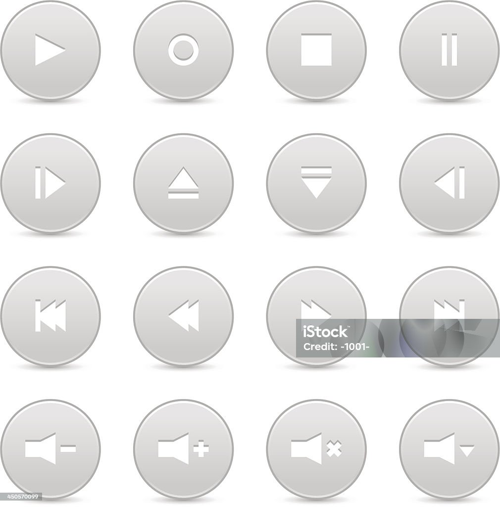 Gris Joueur de médias audio-vidéo de boutons icône de cercle - clipart vectoriel de Aller de l'avant libre de droits