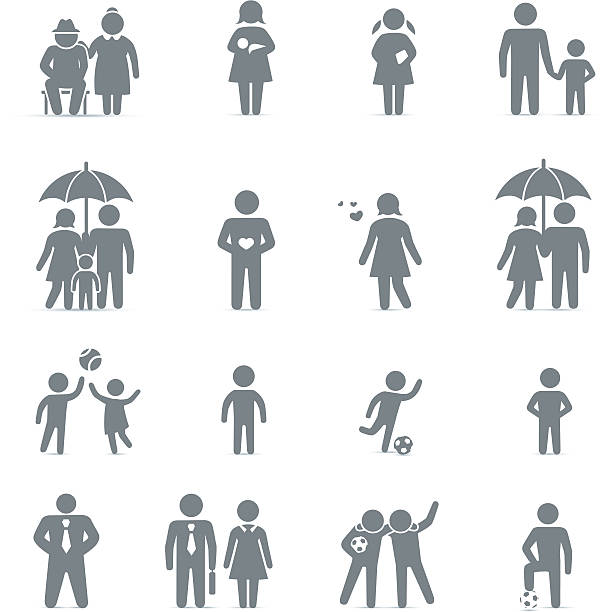 Family and friends icon set vector art illustration