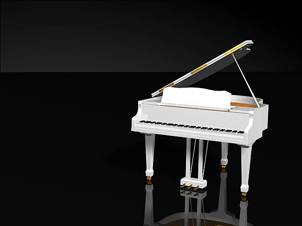 istock White piano in the black background 450576931