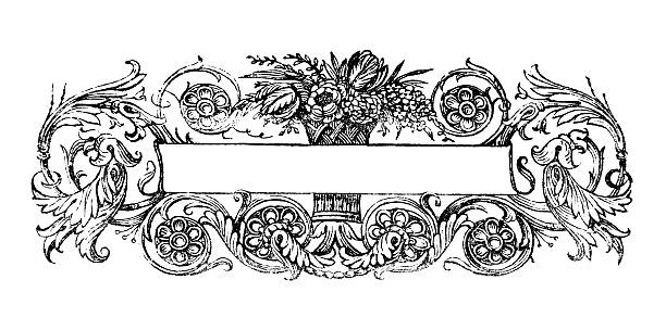 istock 19th century engraving of an ornate book decoration 450585223