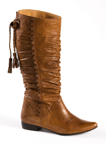 leather boot on white background