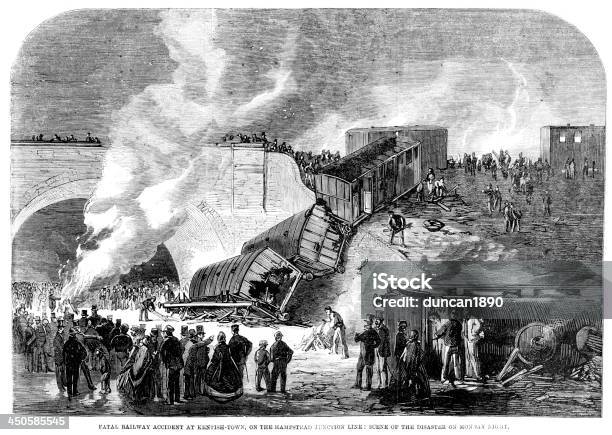 Railway Accident Stock Illustration - Download Image Now - 19th Century, 19th Century Style, Train Crash