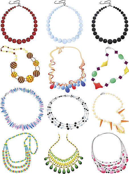 ilustrações de stock, clip art, desenhos animados e ícones de os colares - necklace jewelry bead homemade