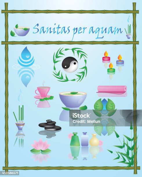 Sanitas Na Aquam - Stockowe grafiki wektorowe i więcej obrazów Filiżanka - Filiżanka, Aromaterapia, Bambus - Tworzywo
