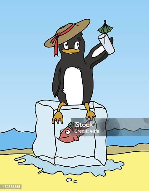 Pinguimfeliz Segurando Uma Bebida - Arte vetorial de stock e mais imagens de Congelado - Congelado, Cubo de gelo, Animal