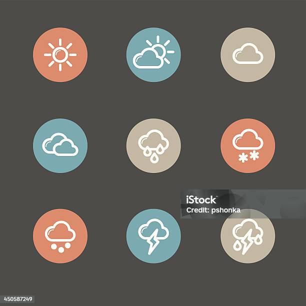 Иконки Погоды — стоковая векторная графика и другие изображения на тему Без людей - Без людей, Буря, Векторная графика